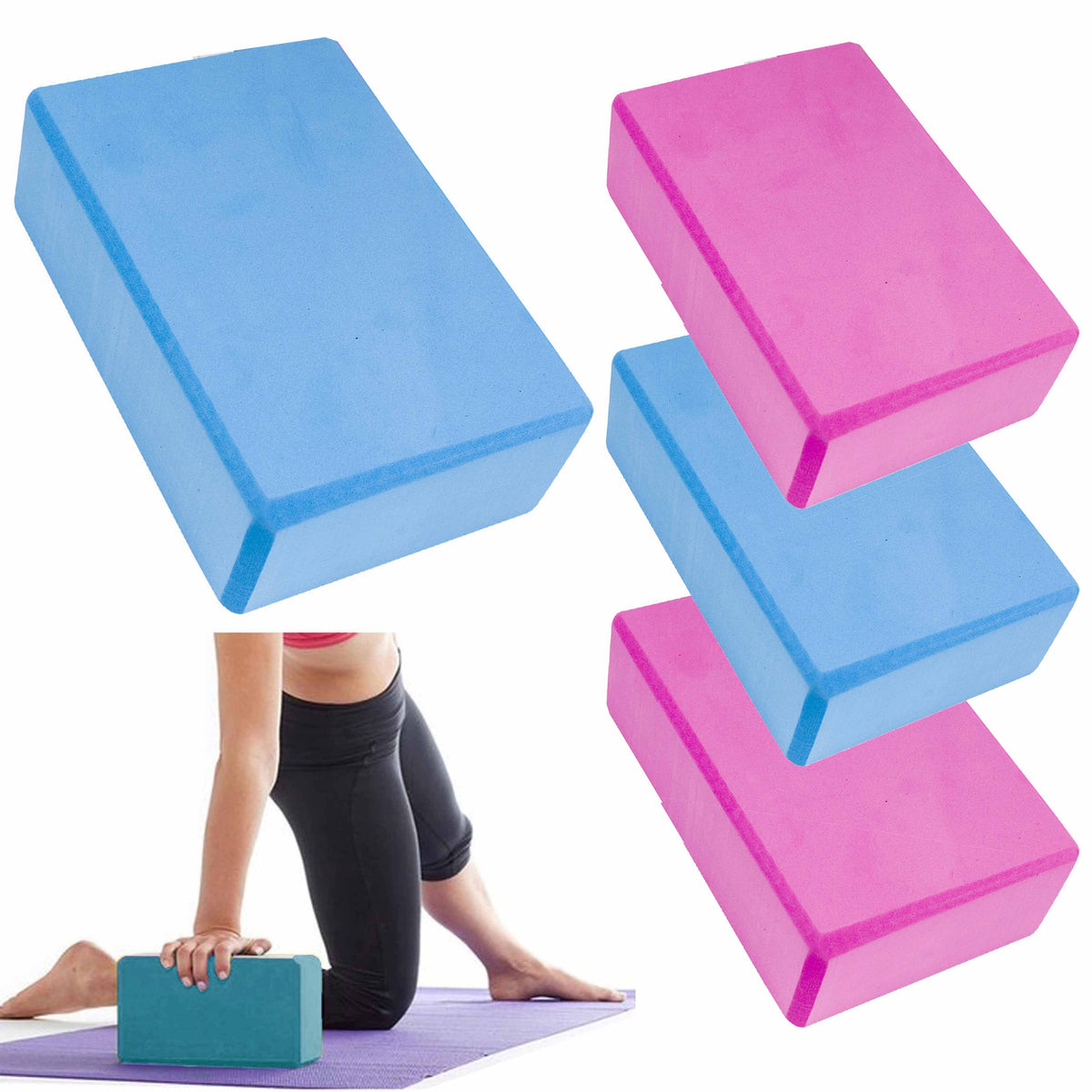 4 Yoga Block Brick Pilate Prop Balance Exercise Eva Foam Incline