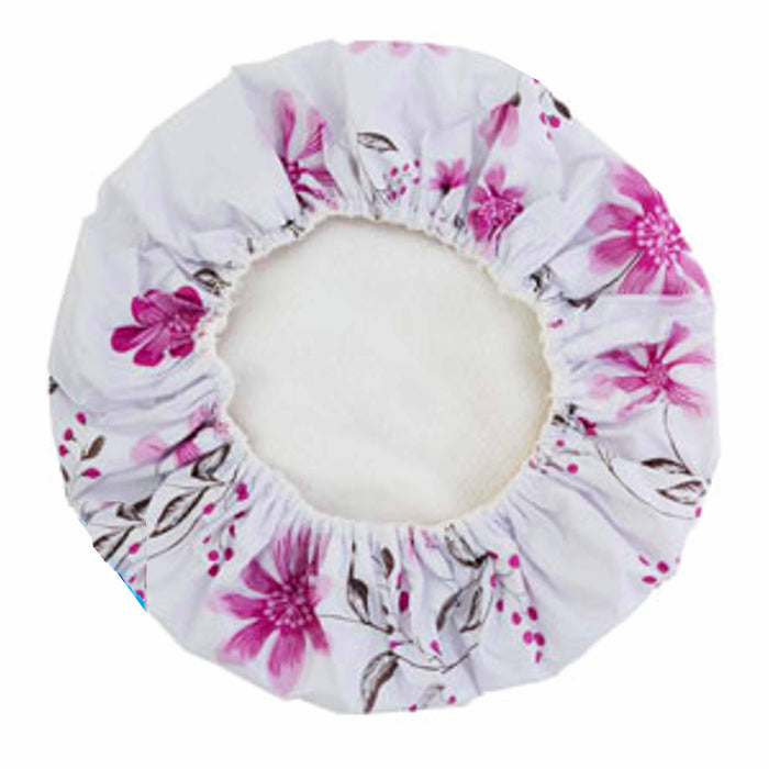 2 Pc Kids Teens Terry Cloth Lined Shower Cap Bouffant Pouch Bath Hat Hair Drying