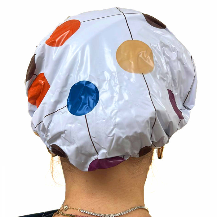 4 Pc Shower Cap Kids Teen Terry Lining Hair Drying Bouffant Pouch Bath Hat Spa
