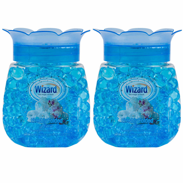 2 Wizard Fresh Linens Scent Crystal Gel Beads Air Freshener Home Odor Eliminator