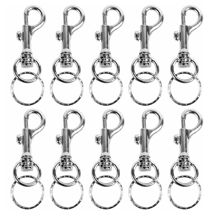 10 Pc Swivel Clasp Snap Hook Silver Spring Clip Metal Key Ring Lobster Keychain