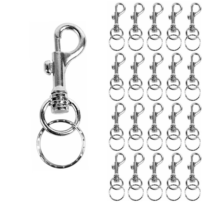 20 Pc Metal Key Ring Swivel Lobster Clasp Snap Hook Silver Spring Clip Keychain
