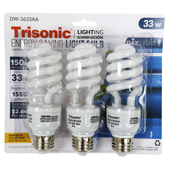 6 PC Daylight Bulb Light 33 W Energy Saving 150 Watt Output White Fluorescent