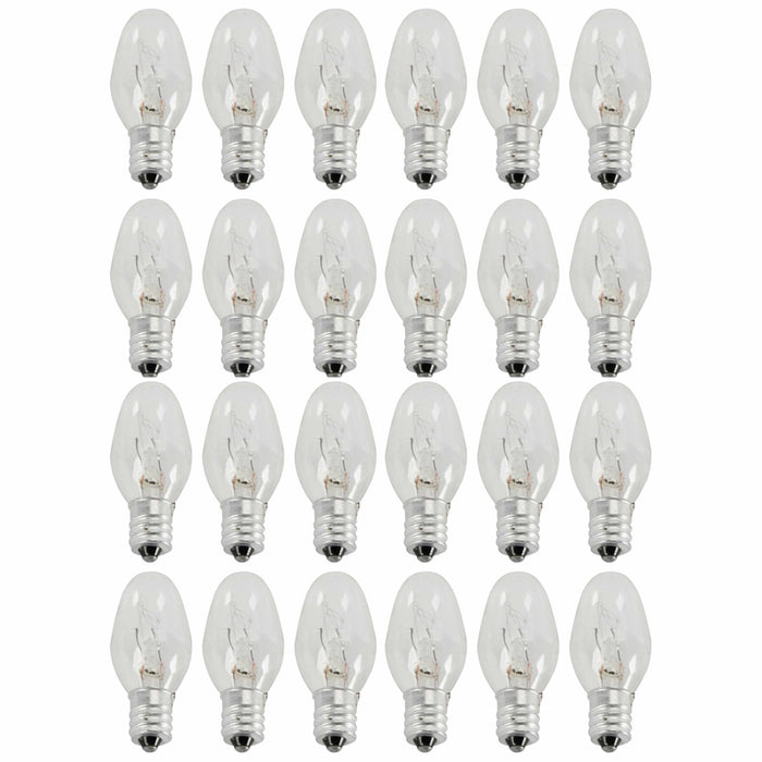 24 Pc 7W Night Light Bulbs Clear 120V Candelabra Base Replacement Lighting Lamp