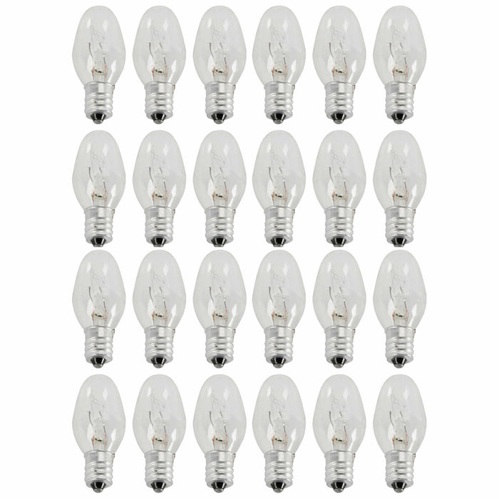24 Pc 7W Night Light Bulbs Clear 120V Candelabra Base Replacement Lighting Lamp