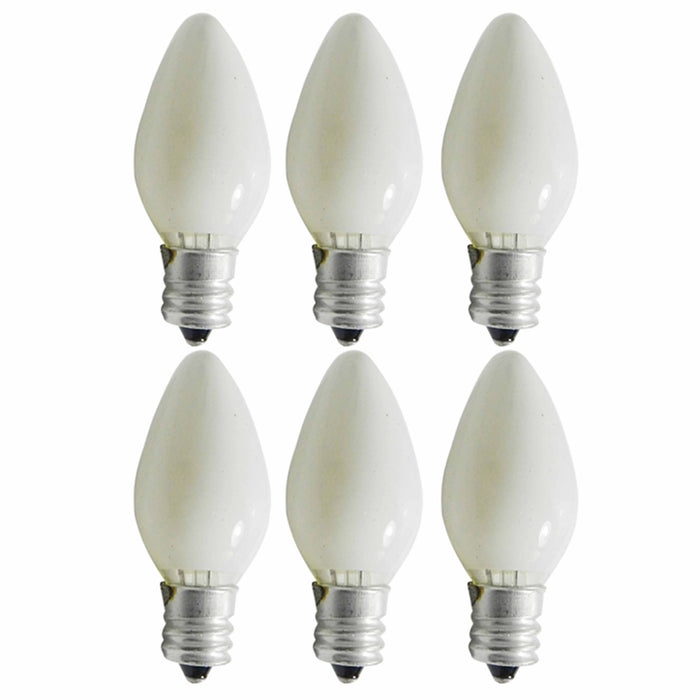 6 Pc White 7 Watt Night Light Bulbs 120V Candelabra Lamp 7W Replacement Lighting