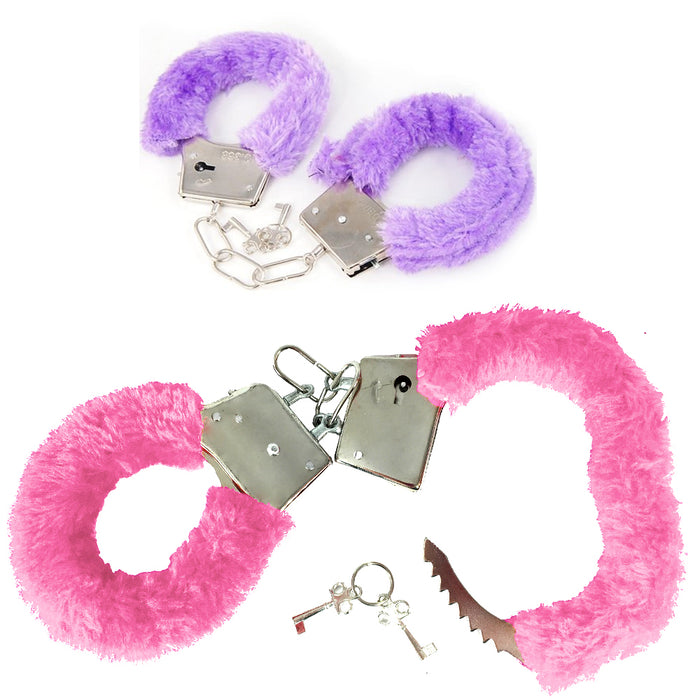 1PC Furry Fuzzy Costume Handcuffs Wrist Metal Soft Cuffs Hen Party Bachelorette