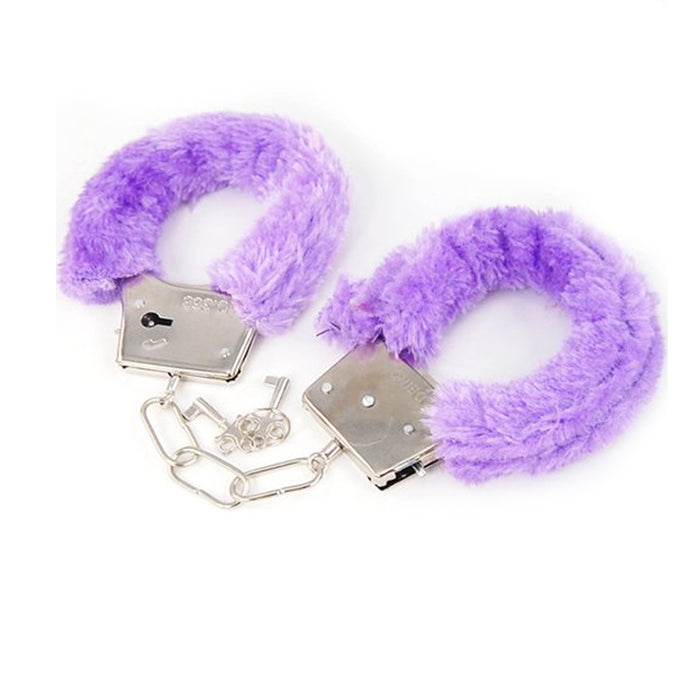 2 Pk Furry Handcuffs Adult Fun Naughty Gag Gift Novelty Fuzzy Toy Metal Romance