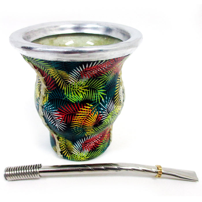 Design Mate Gourd Tea Glass Cup Bombilla Straw Herb Drink Kit Set 32371