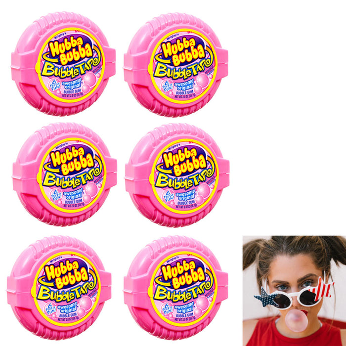 6 Pack Hubba Bubba Gum Tape Awesome Bubble Gum Original Flavor Fun 6ft Long Each