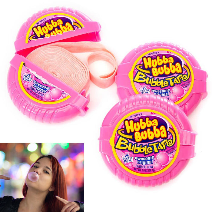 6 Pack Hubba Bubba Gum Tape Awesome Bubble Gum Original Flavor Fun 6ft Long Each
