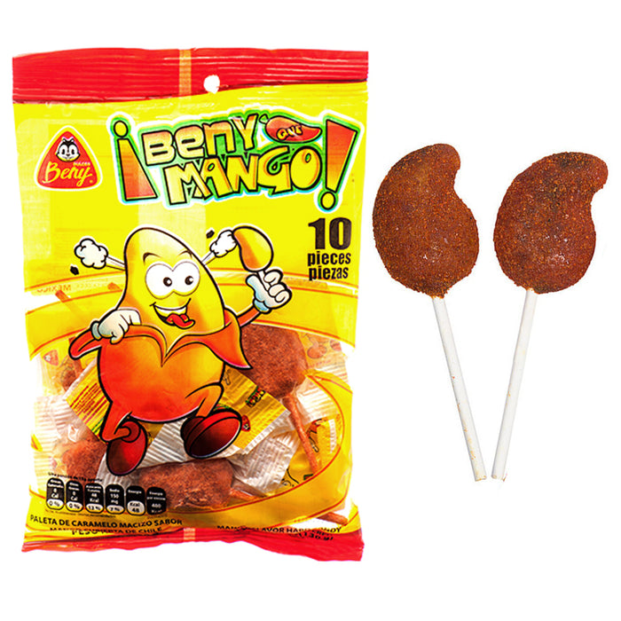 10ct Chile Spiced Mango Dried Fruit Pop Chili Lollipops Paletas de Mango Candy