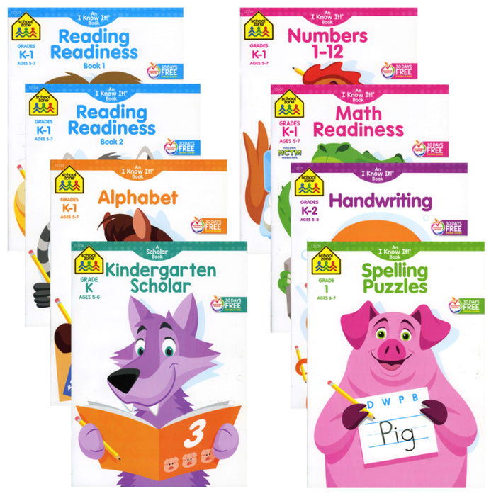 4 Pc Kids Activity Books Learning Children Workbook Puzzles Reading Writing Math