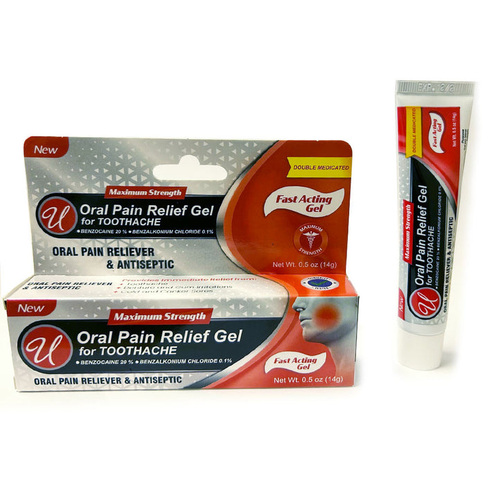 4 Pc Oral Pain Relief Gel Analgesic Maximum Strength Benzocaine 20% Toothache