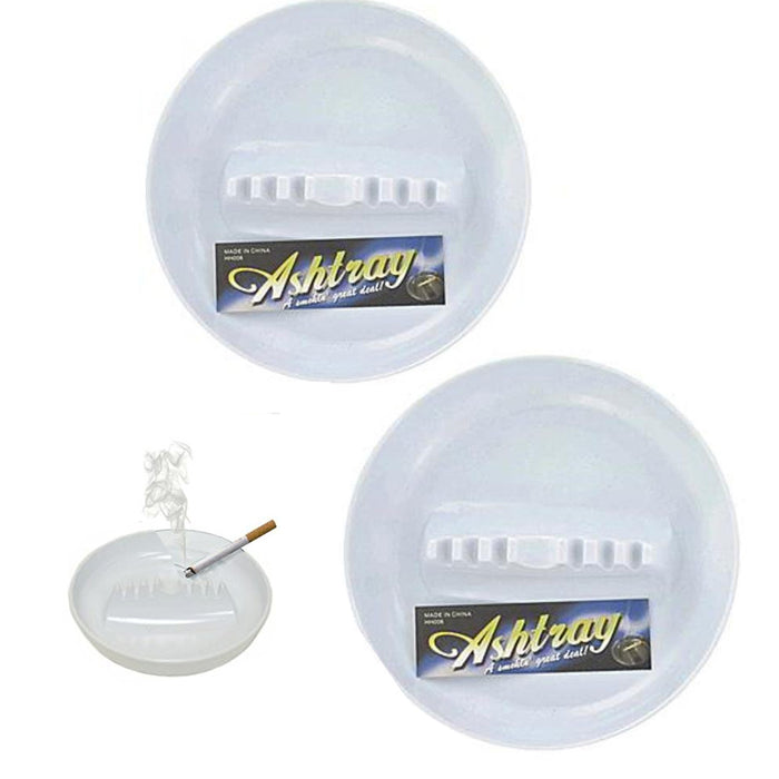 2ct Melamine Ashtray White 7" Vintage Restaurant Home Bar Cigarette Cigar Holder