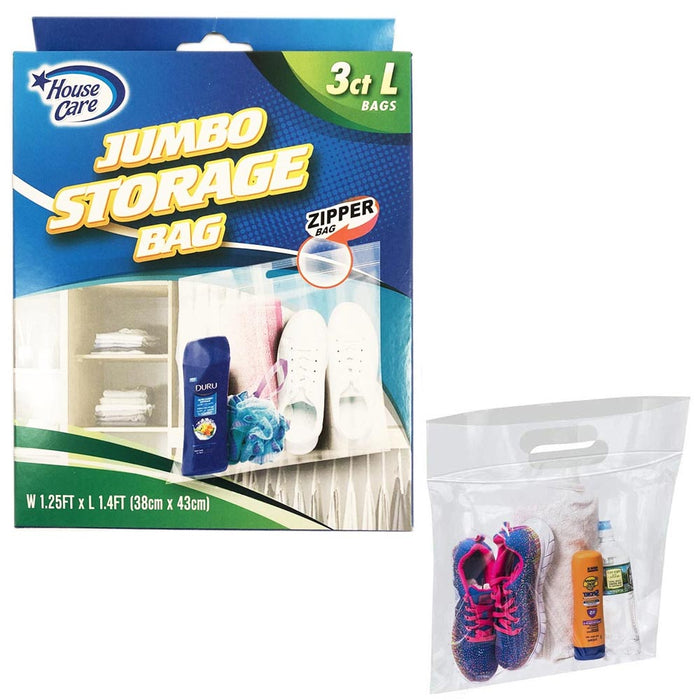 Ziploc Jumbo Storage Bags (3) Clothes Organization Clear Plastic