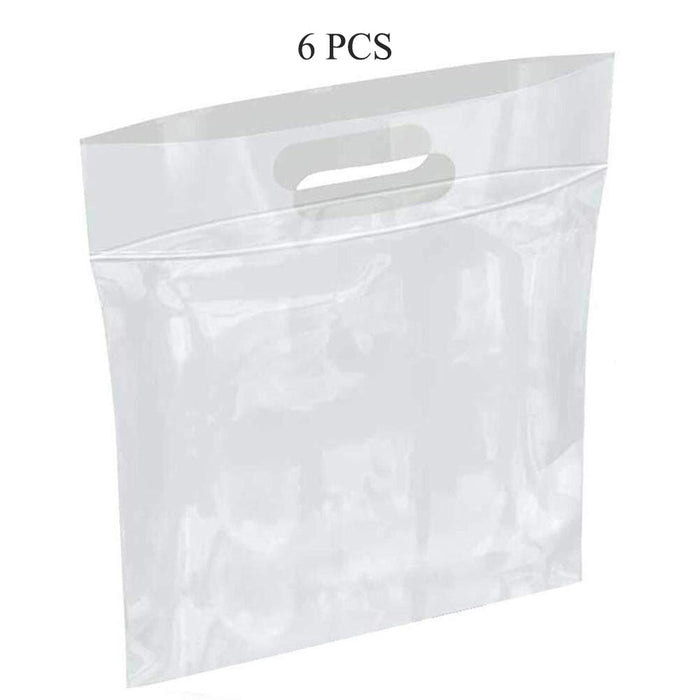 6PC Large Storage Bags Clear Zippered 15x17 Strong Resealable Clothes Organizer