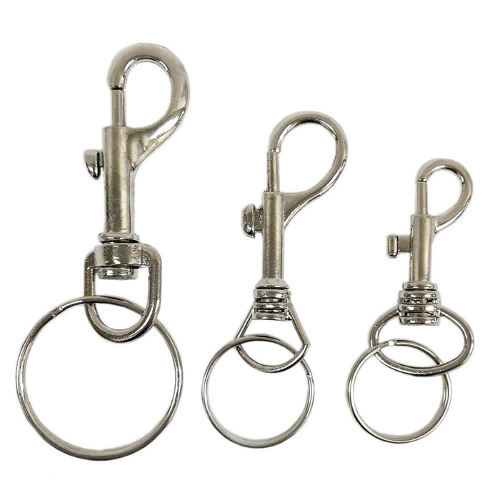 3PC Heavy Duty Swivel Eye Bolt Snap Hook Set Round Silver Key Chain Pet Leash