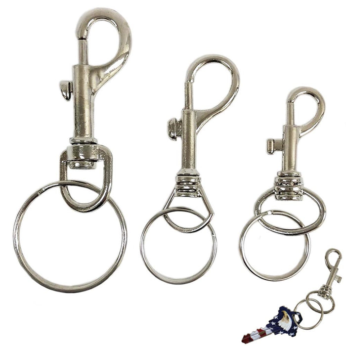 3PC Heavy Duty Swivel Eye Bolt Snap Hook Set Round Silver Key Chain Pet Leash