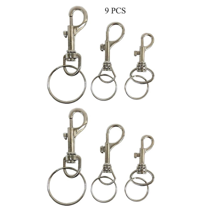 9PC Round Steel Swivel Eye Bolt Snap Hook Key Chain Pet Leash Multipurpose Clasp