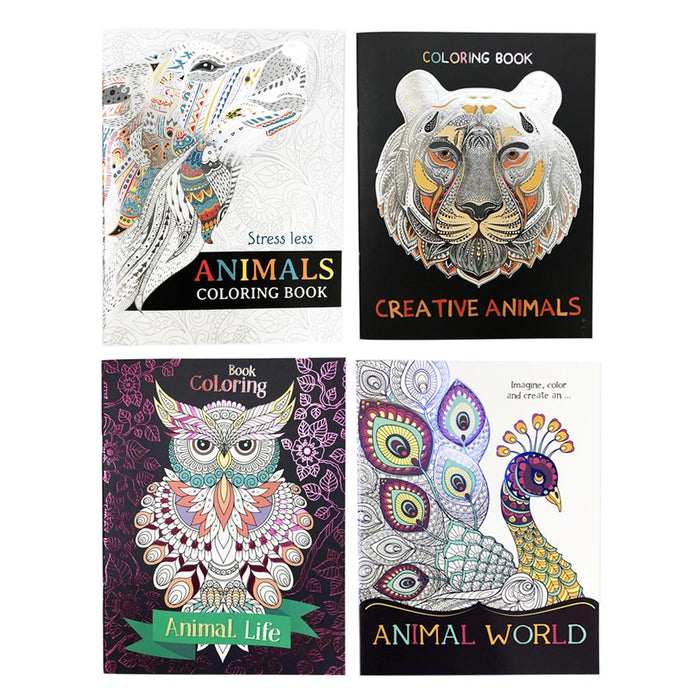4 Mandala Adult Coloring Books Stress Relieving Meditation Art Designs Animals
