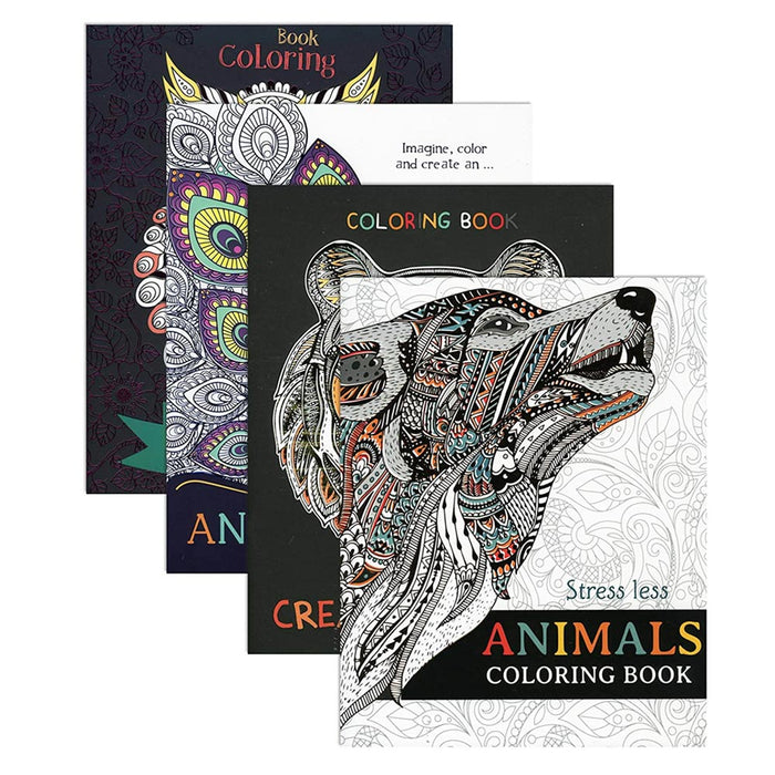 2 Adult Coloring Books Calming Stress Relaxation Relief Animals Mandalas Designs