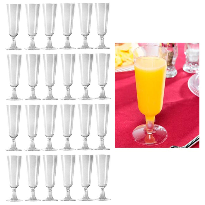 24 Pc Plastic Champagne Flutes Wine Mimosa Disposable Glasses Cups Wedding 4.7oz