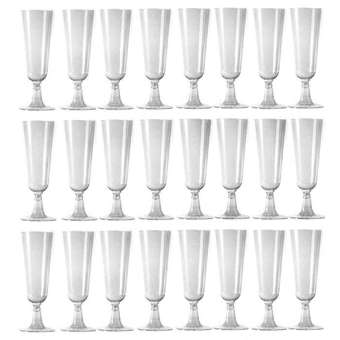 24 Pc Plastic Champagne Flutes Wine Mimosa Disposable Glasses Cups Wedding 4.7oz