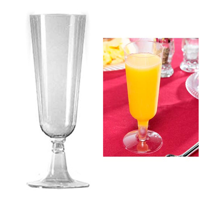 24 Pc Plastic Champagne Flutes Wine Mimosa Disposable Glasses Cups Wedding 4.7oz