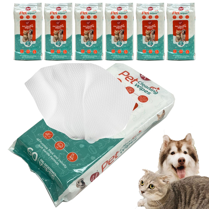6 Pk Pets Multipurpose Wipes Dog Grooming Freshening Cat Dry Bath Cleaning 360ct