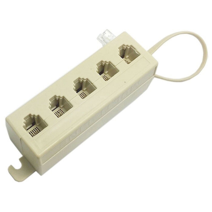 Home Telephone 5-Way Modular Outlet Landline Jack Cable Cord Wire Splitter Phone