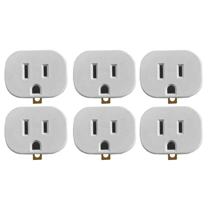 6 Pk Single Port Plug 3 To 2 Prong Outlet Grounding Adapter Wall Tap Converter