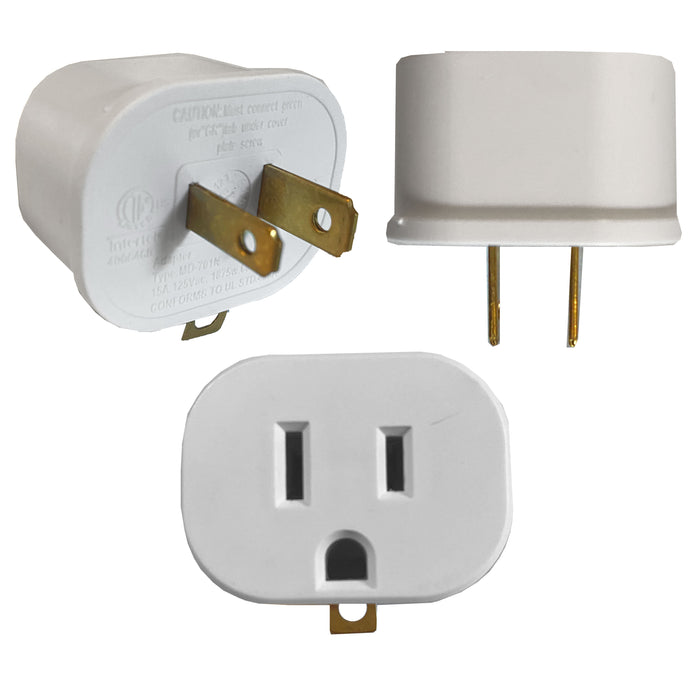 24 Pc Bulk Grounded Adapter Converter Plug 3 Prong To 2 Pin Outlet Wall Tap