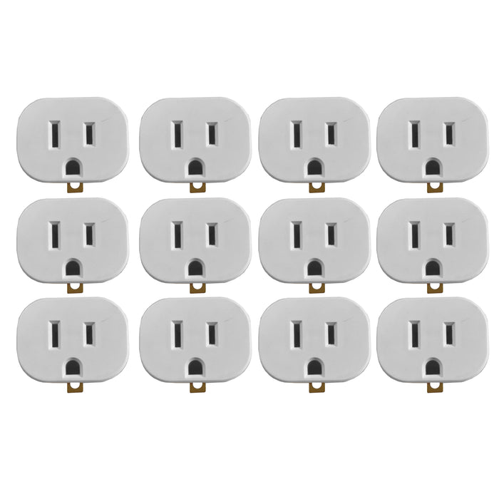12 Pc 3 Prong To 2 Pin Outlet Grounding Adapter Converter Single Plug Wall Tap
