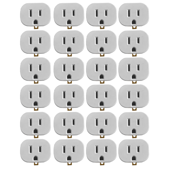 24 Pc Bulk Grounded Adapter Converter Plug 3 Prong To 2 Pin Outlet Wall Tap