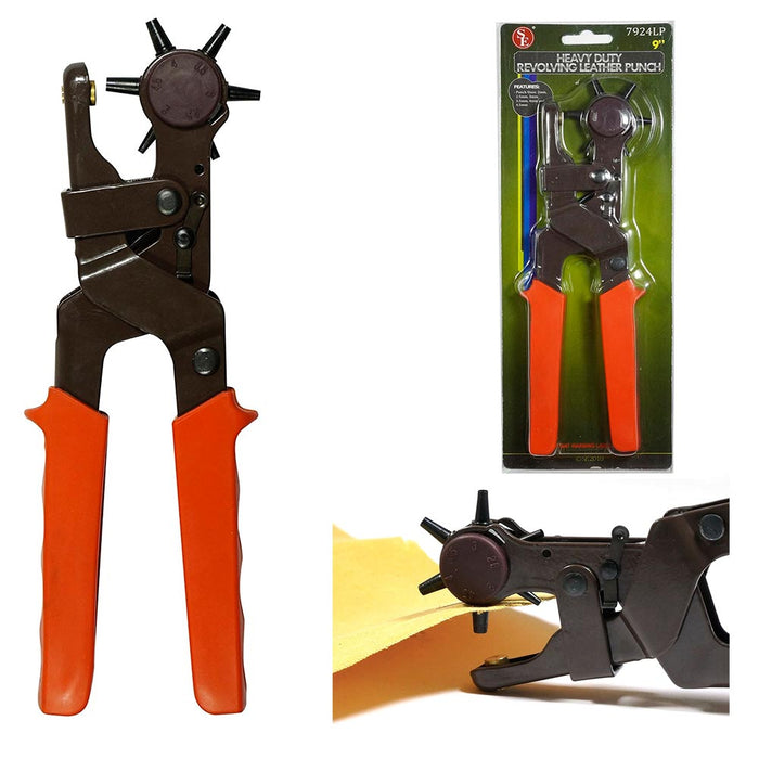 Heavy Duty Leather Punch Eyelet Plier Revolving Hole Snap Grommet Repairing Tool