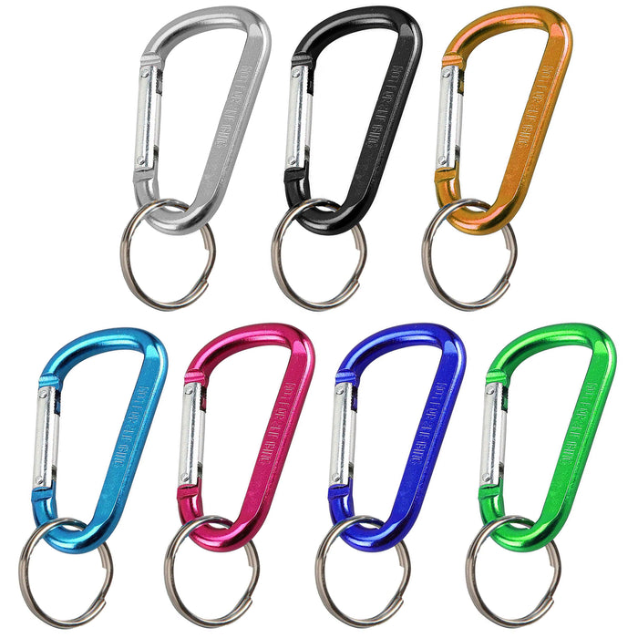 6 Pc Small D-Ring Aluminum Carabiner 2-3/8" Clip Snap Lock Hook Key Chain Colors