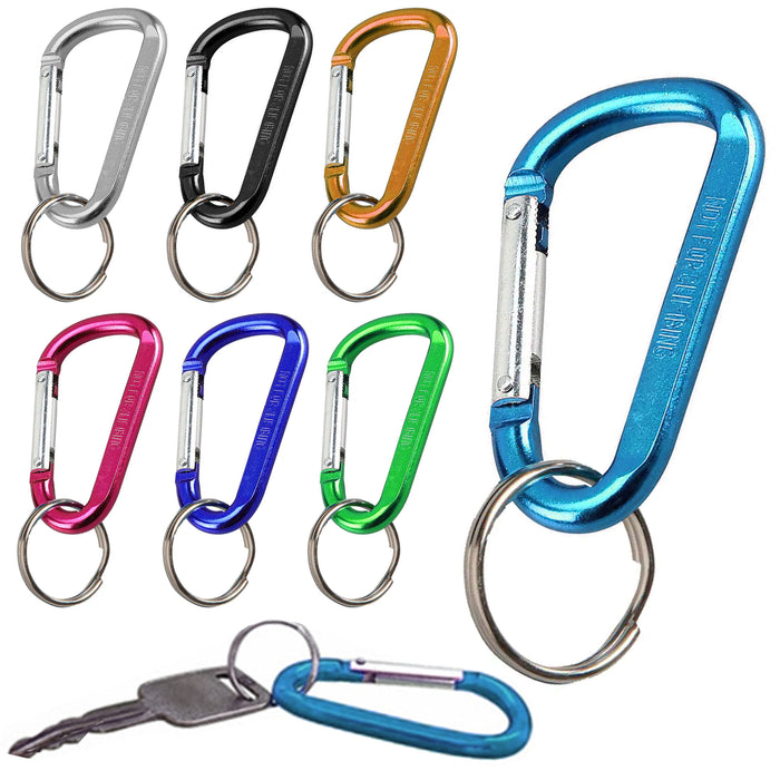 12 Pc Locking Carabiner Clip Aluminum 2-3/8" Small D-Ring Snap Hook Key Chain