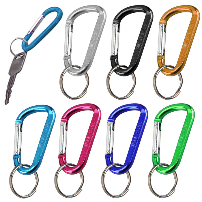 12 Pc Locking Carabiner Clip Aluminum 2-3/8" Small D-Ring Snap Hook Key Chain