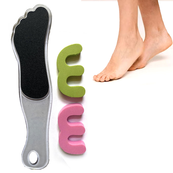 3 Pc Pedicure Set Nail Foot File Scraper Toe Separators Toenail Grooming Tools