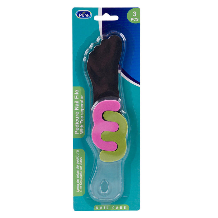 3 Pc Pedicure Set Nail Foot File Scraper Toe Separators Toenail Grooming Tools