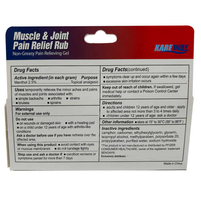 4 Muscle Joint Pain Relieving Gel Rub Topical 2.5% Menthol Fast Penetrating 2oz