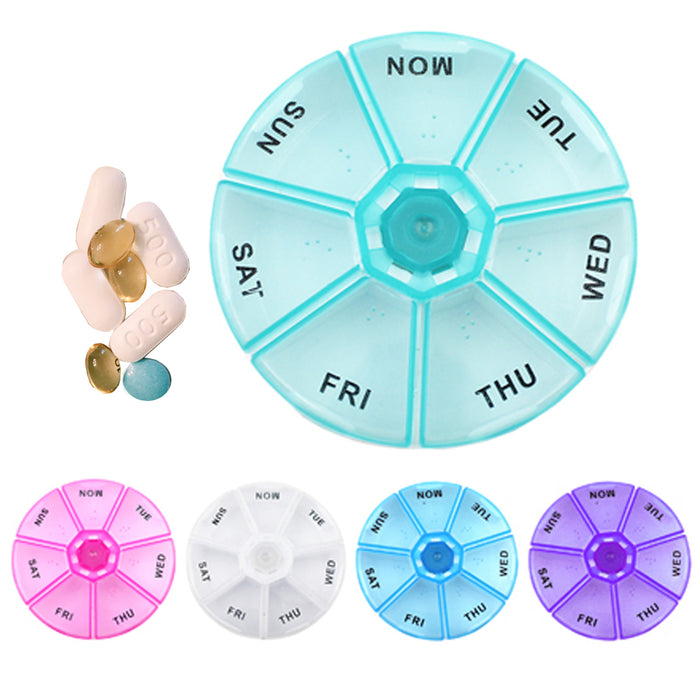 2 Round 7 Day Pill Box Medicine Organizer  Daily Weekly Medication Holder Travel