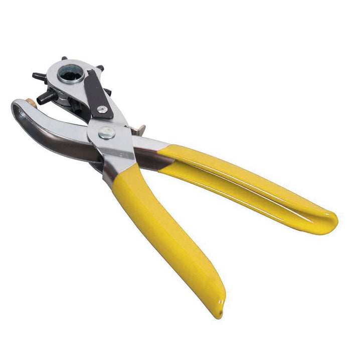 9" Rubber Gripped Carbon Steel 6 Size Revolving Leather Hole Punch Tool Brass