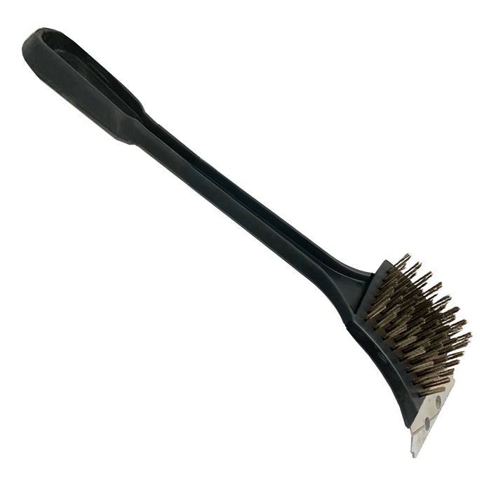 1 BBQ Grill Brush Scraper Barbeque Brass Steel Bristles Heavy Duty Long Handle