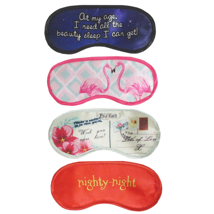 24 pc Travel Eye Mask Sleeping Shade Silk Embroidered Blindfold Cover Sleep Rest