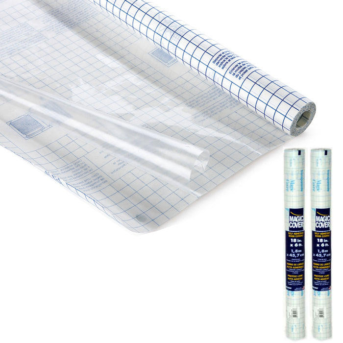 2 Rolls Transparent Covering Self Adhesive Clear Peel Stick Film Cover 18"x6ft
