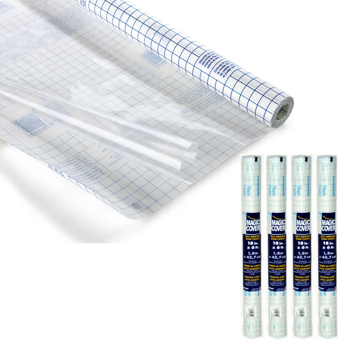 4 Rolls Clear Adhesive Protective Lining Covering Film Cover Peel Stick 18"x6ft