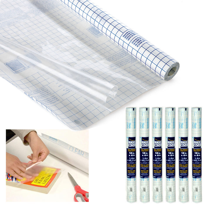 6 Rolls Clear Contact Paper Adhesive Self Stick Liner Film Cover Protect 18"x6ft