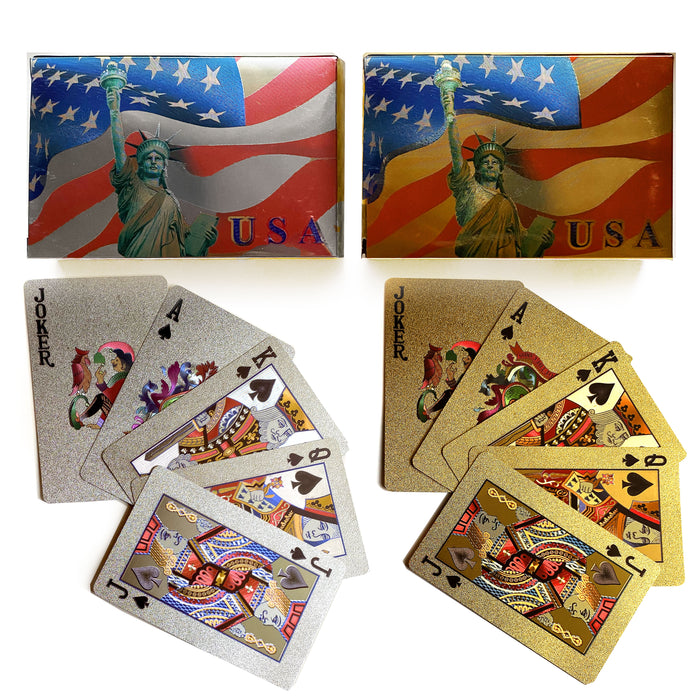 2 Deck USA Metallic Playing Cards Gold or Silver Certified 24k Foil Plated Poker